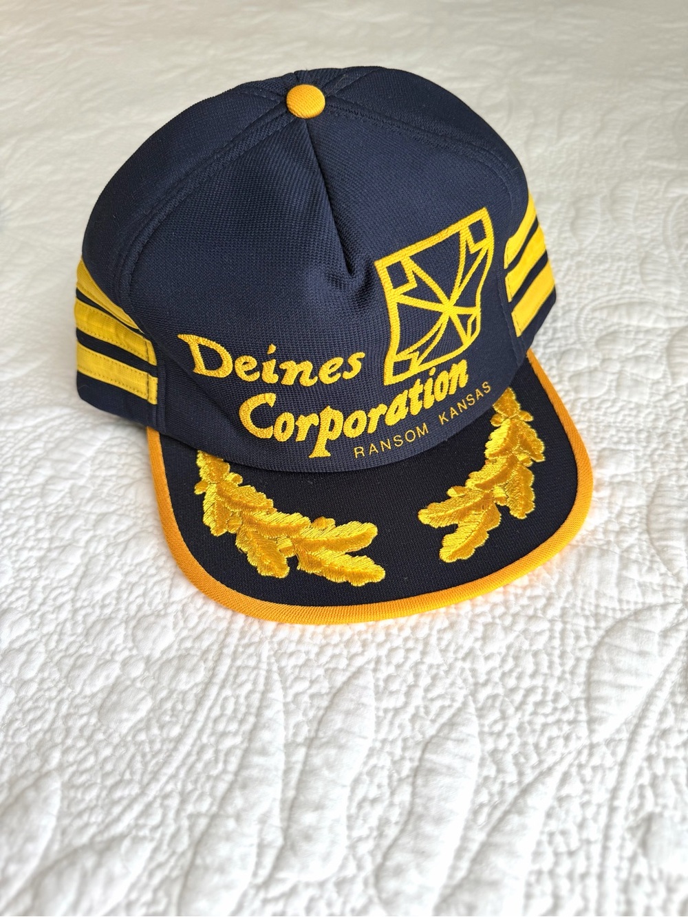 Vintage 80s 3 Stripe Hat Men's Snapback Trucker Scrambled Egg Bill INCREDIBLE!